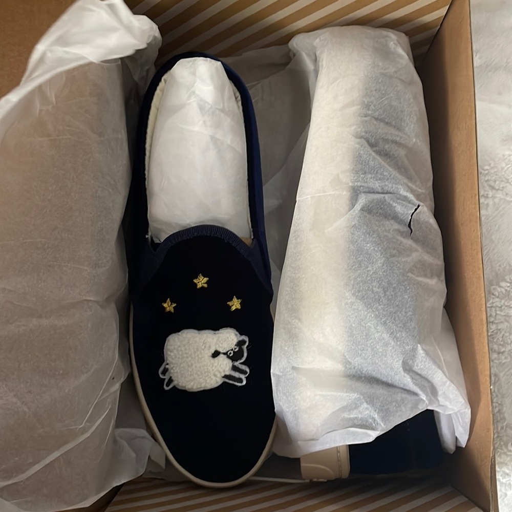Velvet Sheep Sneaker in Midnight Blue NWT